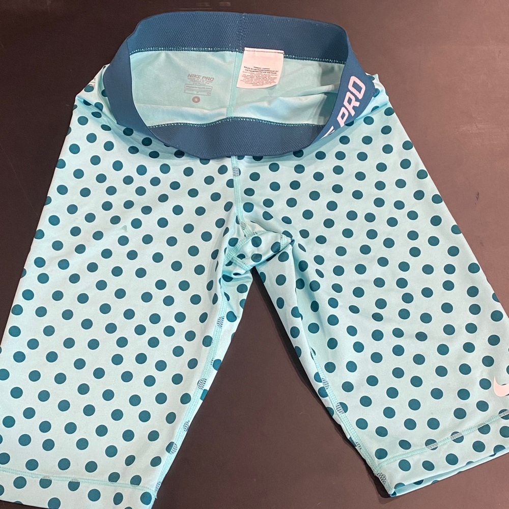 Nike Pro Teal Polka Dot Shorts